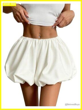 Low Rise Y2K Bubble Mini Skirt Puffy Ruffle Hem Elastic Waist